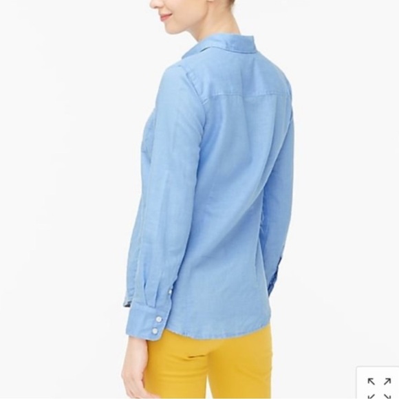 J. Crew Factory Linen shirt perfect fit AL 522 Blue Size Large - Picture 16 of 16
